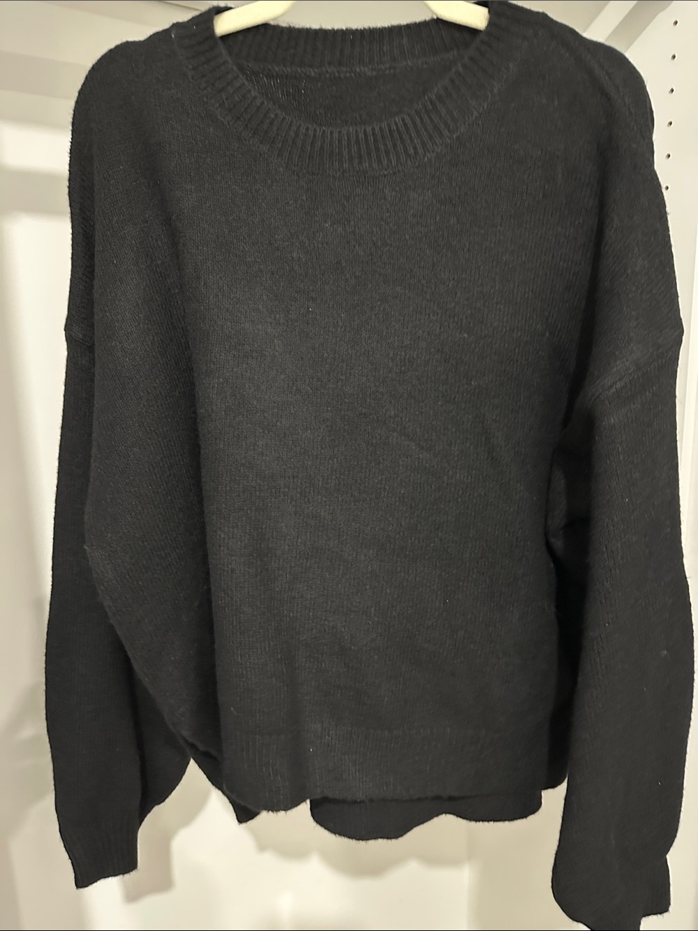 Classic Black Crewneck Sweater - Relaxed Fit